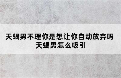 天蝎男不理你是想让你自动放弃吗 天蝎男怎么吸引